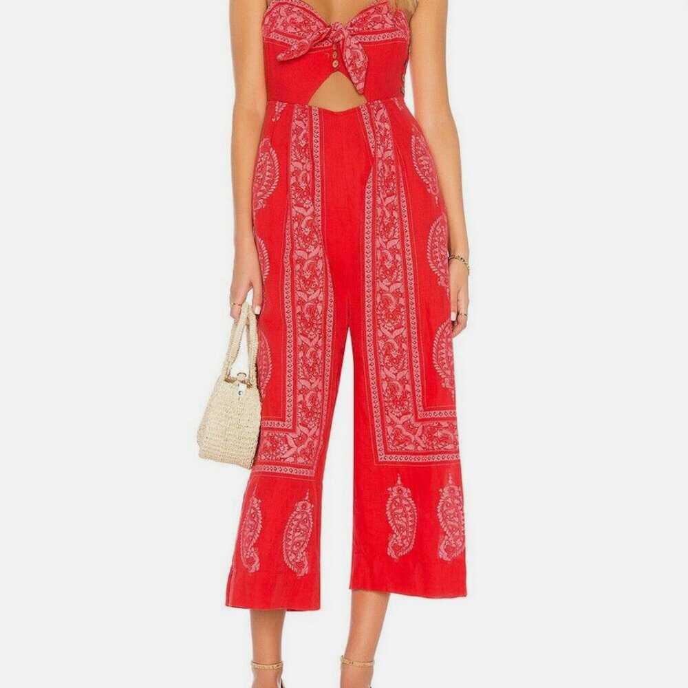 Free People Feel The Sun Jumpsuit Red